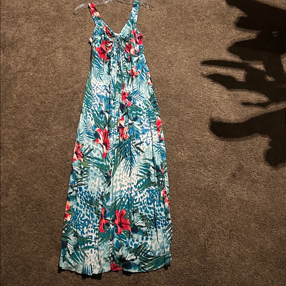 Soma Tropical Floral Maxi Dress - Blue and Red